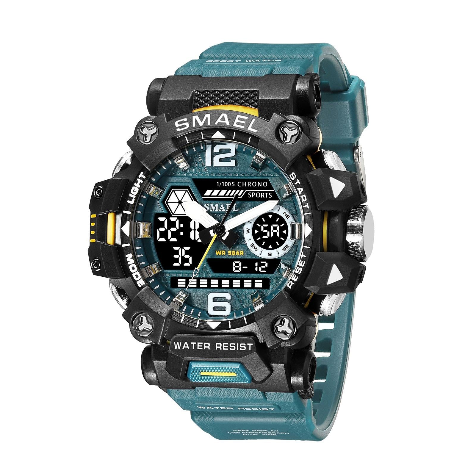 V562-C1016433060DBT-202508281926-00 Waterproof Dual Display Outdoor Watch - Multifunctional Alloy for Men - Green - Image 1