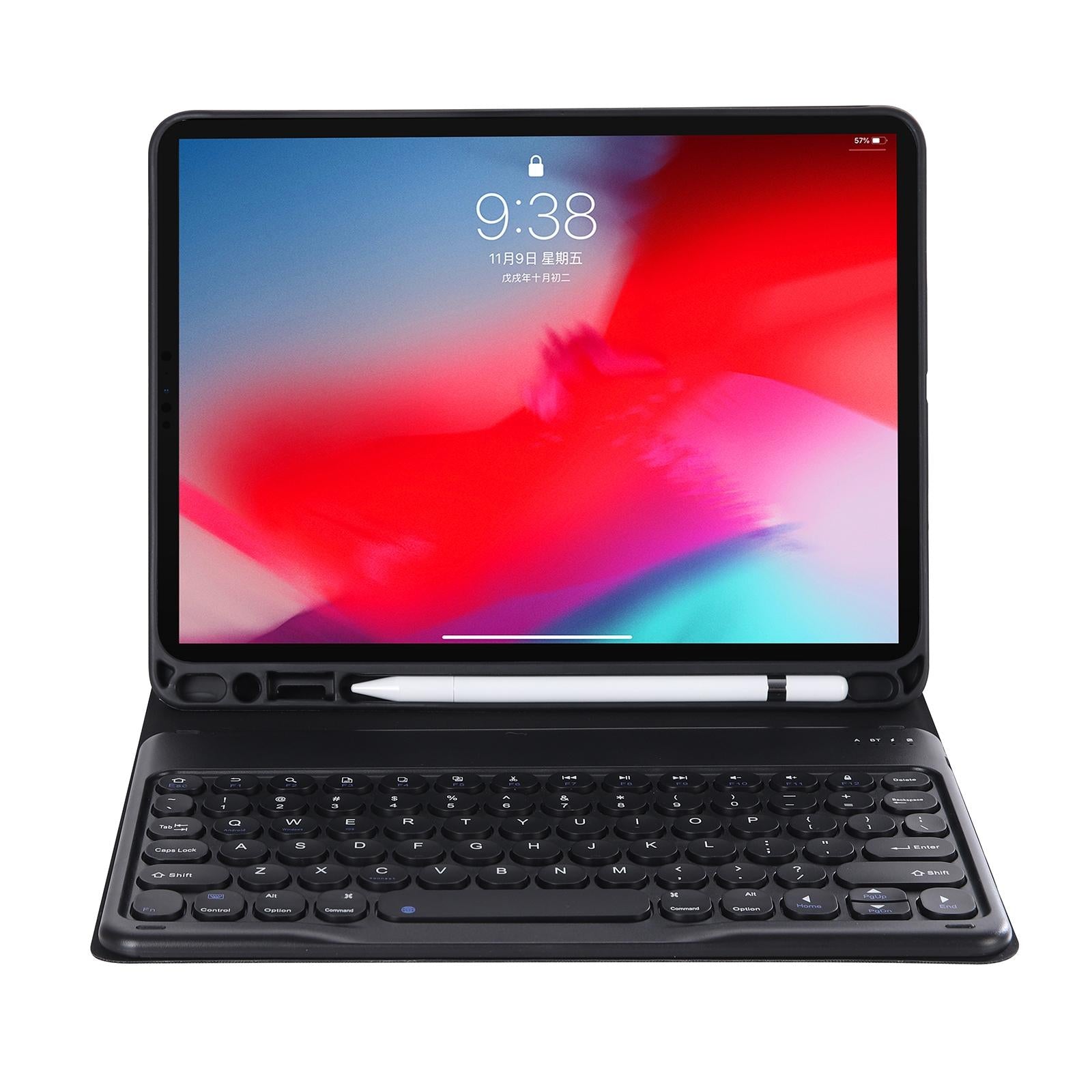 V562-C102494100ADE-202508290303-11 Detachable Bluetooth Keyboard Leather Case For Ipad Air 4 / 5 - Candy Colour Skin Texture - 10.9 Inch - Dark Green - Image 12