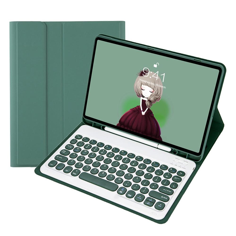 V562-C102494100ADE-202508290303-12 Detachable Bluetooth Keyboard Leather Case For Ipad Air 4 / 5 - Candy Colour Skin Texture - 10.9 Inch - Dark Green - Image 13