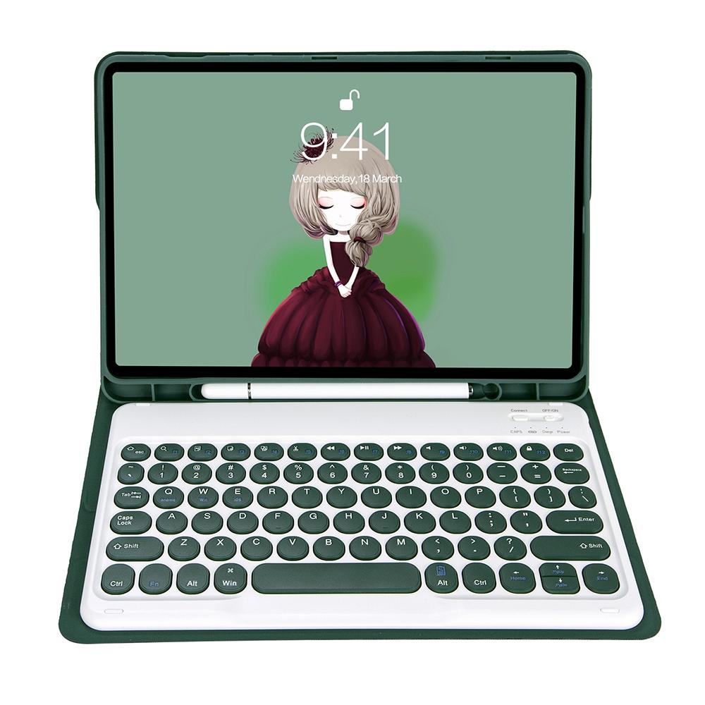 V562-C102494100ADE-202508290303-14 Detachable Bluetooth Keyboard Leather Case For Ipad Air 4 / 5 - Candy Colour Skin Texture - 10.9 Inch - Dark Green - Image 15