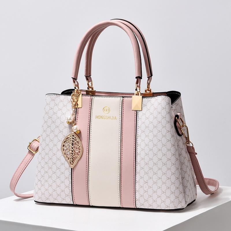 V562-C1029164060DBT-202508280845-00 Large Capacity Summer Lady Handbag - Colourblock Shoulder / Crossbody - Pink - Image 1