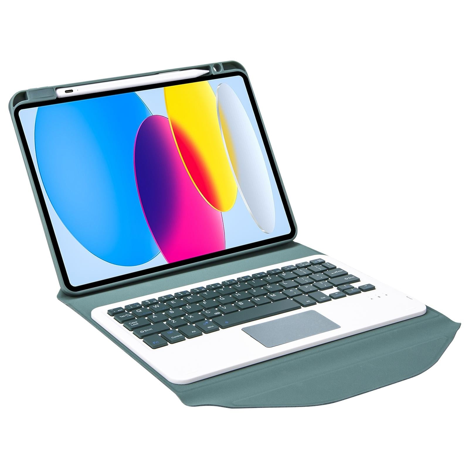 V562-C103575400ADE-202508290711-08 Bluetooth Keyboard Leather Tablet Case With Pen Slot And Touchpad - Green - Image 9