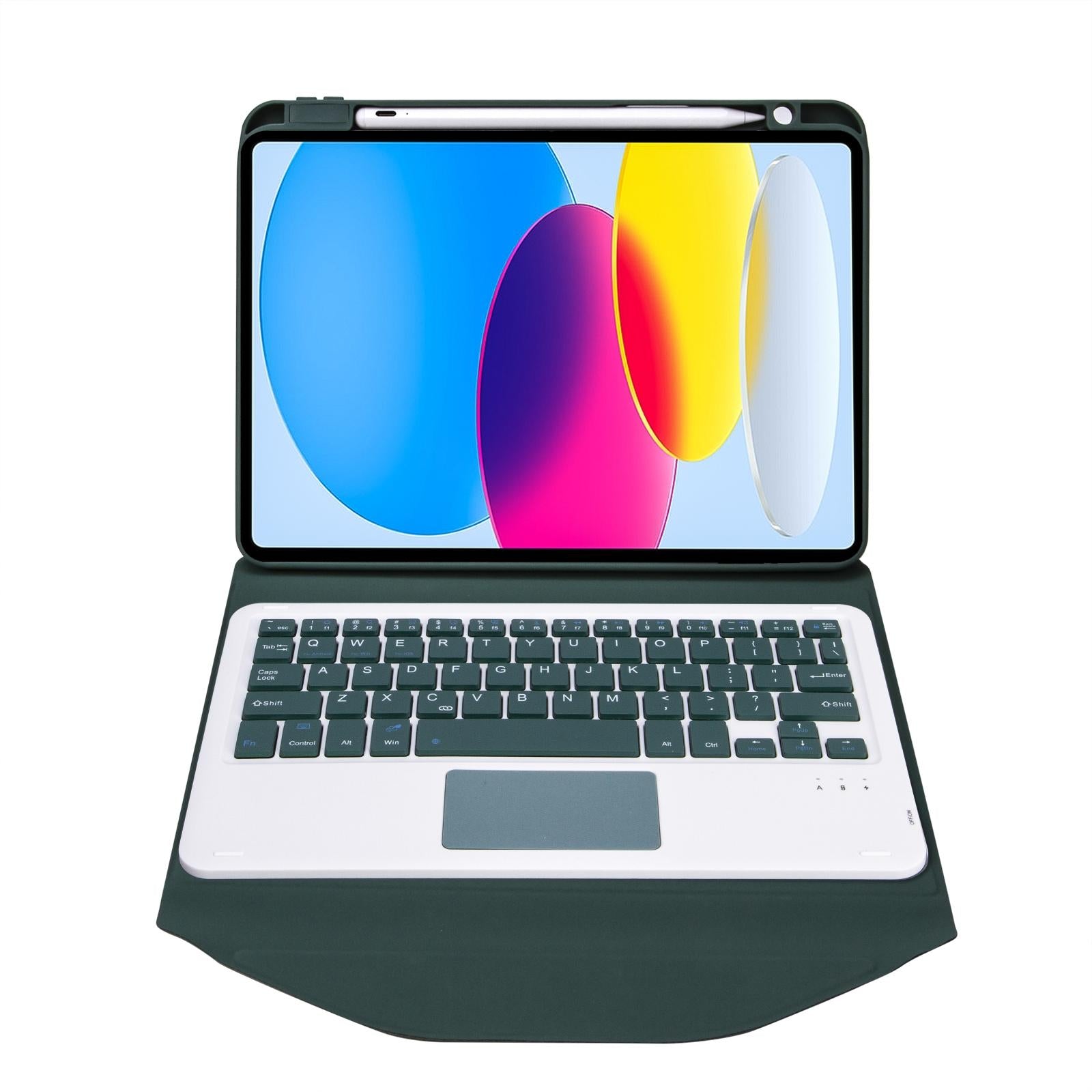 V562-C103575400ADE-202508290711-09 Bluetooth Keyboard Leather Tablet Case With Pen Slot And Touchpad - Green - Image 10