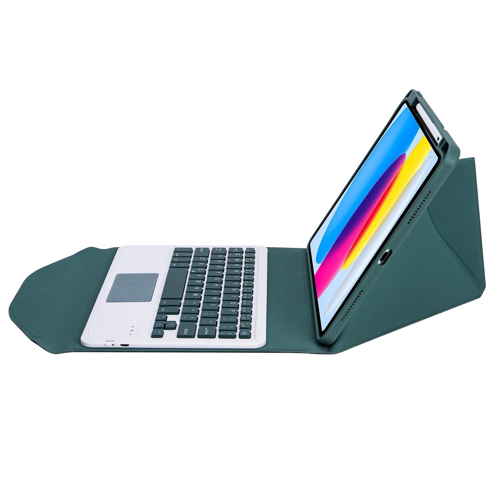 V562-C103575400ADE-202508290711-10 Bluetooth Keyboard Leather Tablet Case With Pen Slot And Touchpad - Green - Image 11
