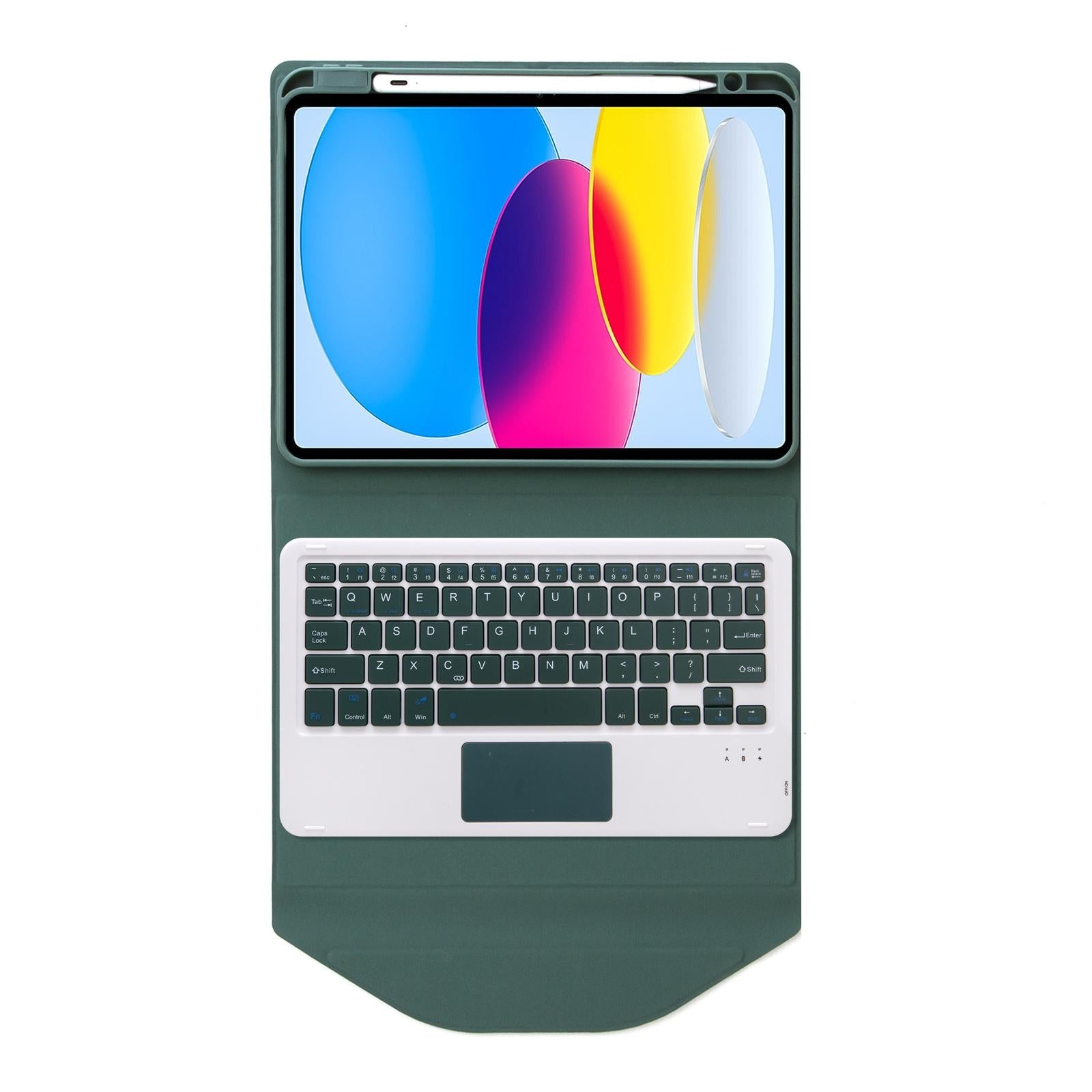 V562-C103575400ADE-202508290711-11 Bluetooth Keyboard Leather Tablet Case With Pen Slot And Touchpad - Green - Image 12