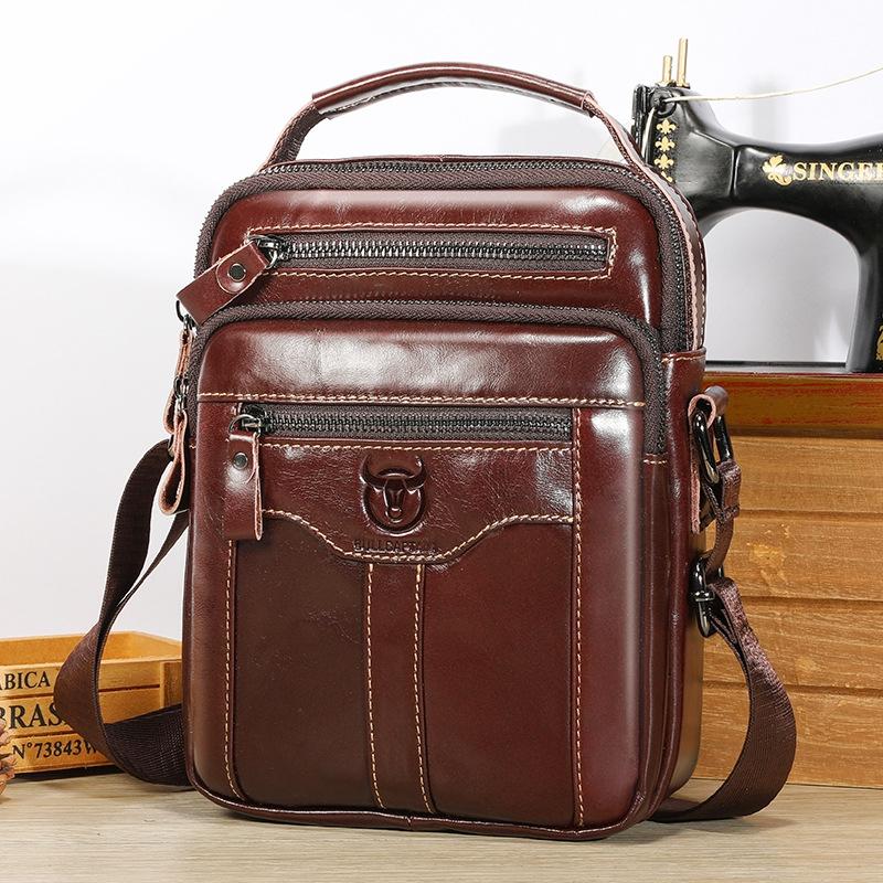 V562-C1058015060DBT-202508291141-00 Large Capacity Retro Cowhide Crossbody Bag - Coffee - Image 1