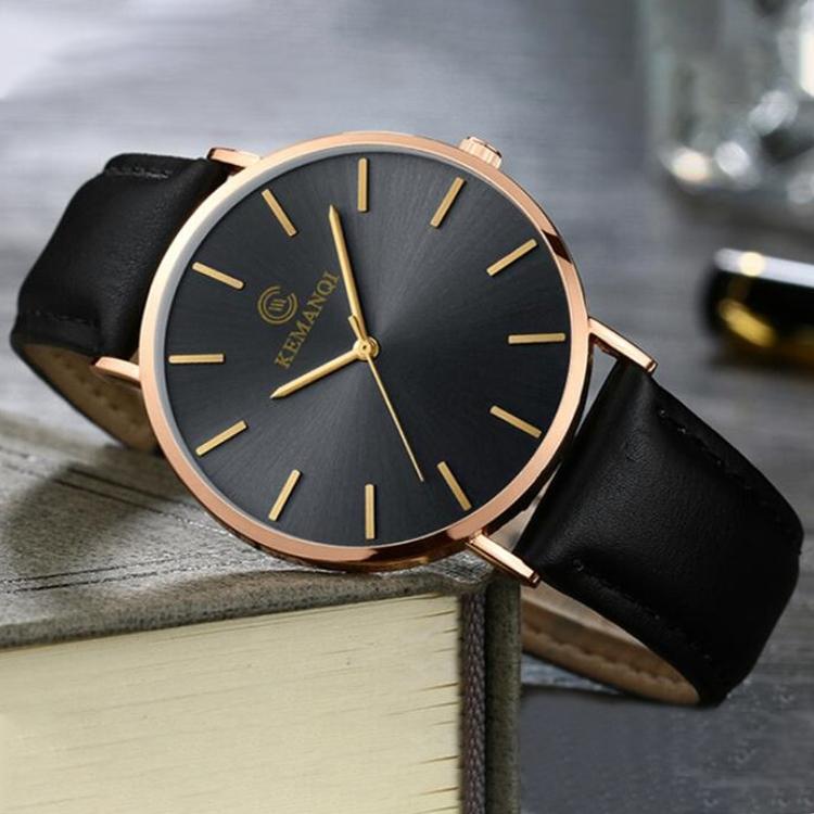 V562-C106011350DBT-202508280830-00 Men Waterproof Steel Mesh Quartz Watch - Ultra-thin - Ultra-Thin Rose Gold Shell Black Dial Black Band - Image 1