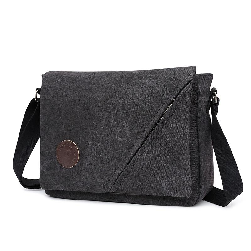 V562-C1065164060DBT-202508282325-00 Simple Canvas Shoulder Bag For Men Casual Messenger Schoolbag - Dark Grey - Image 1