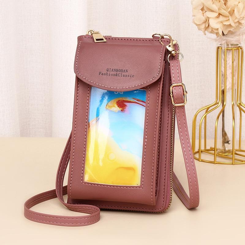 V562-C1096501060DBT-202508291211-00 Women Touch Screen Shoulder Bag For Mobile Phones - Deep Pink - Image 1