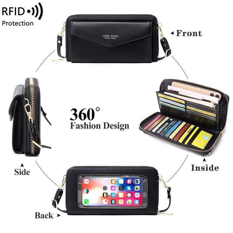 V562-C1098672060DBT-202508291220-03 Anti Theft Rfid Cross Body Phone Bag With Touch Screen - Red Wine - Image 4