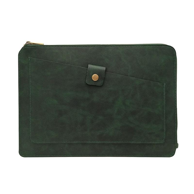 V562-C3901BL-202508290341-01 Leather Laptop Tablet Bag with Zipper for Macbook Samsung Sony Dell Alienware Chuwi Asus Hp - Coffee - Image 2