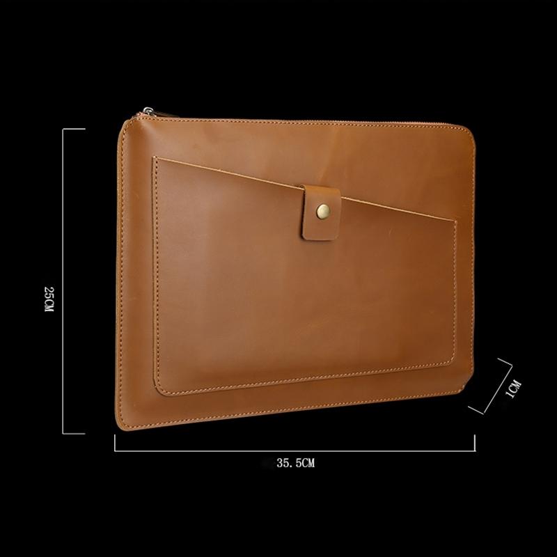 V562-C3901BL-202508290341-04 Leather Laptop Tablet Bag with Zipper for Macbook Samsung Sony Dell Alienware Chuwi Asus Hp - Coffee - Image 5