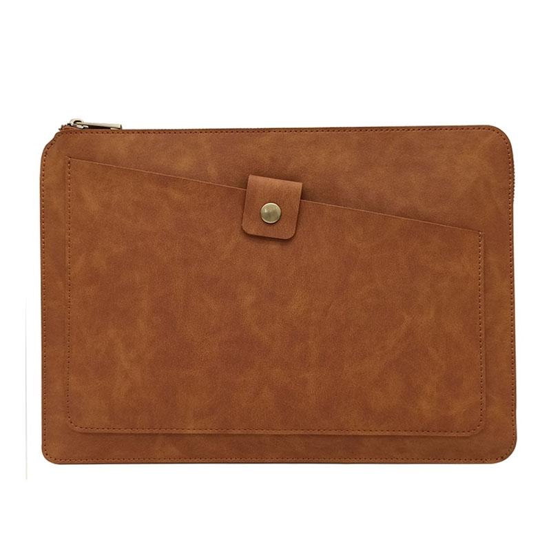 V562-C3901BL-202508290341-08 Leather Laptop Tablet Bag with Zipper for Macbook Samsung Sony Dell Alienware Chuwi Asus Hp - Coffee - Image 9