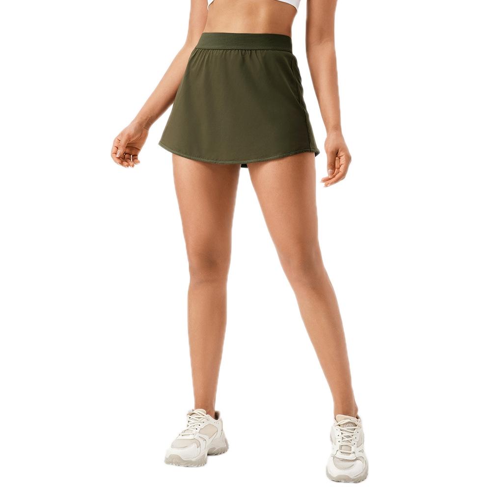 V562-C4040705060DBT-202508290445-00 Quick Drying Women Yoga Skirt Pants Breathable & Fake Two Piece Size L - Green - Xl - Image 1