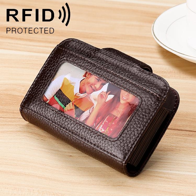 V562-C7510BCC-202508280912-00 Women Cowhide Leather Rfid Wallet - Horizontal Design - Coffee - Image 1