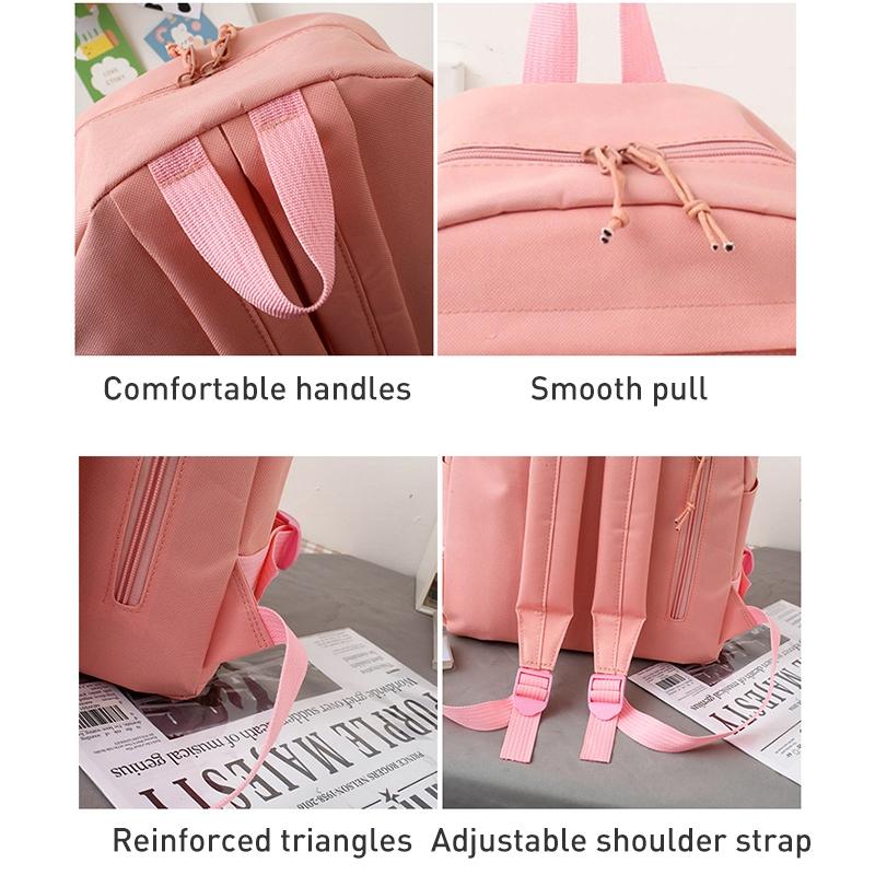 V562-D101676500ADE-202508282041-03 Adorable 5-piece Girls Backpack Set with Bear Design - Pink - Image 4