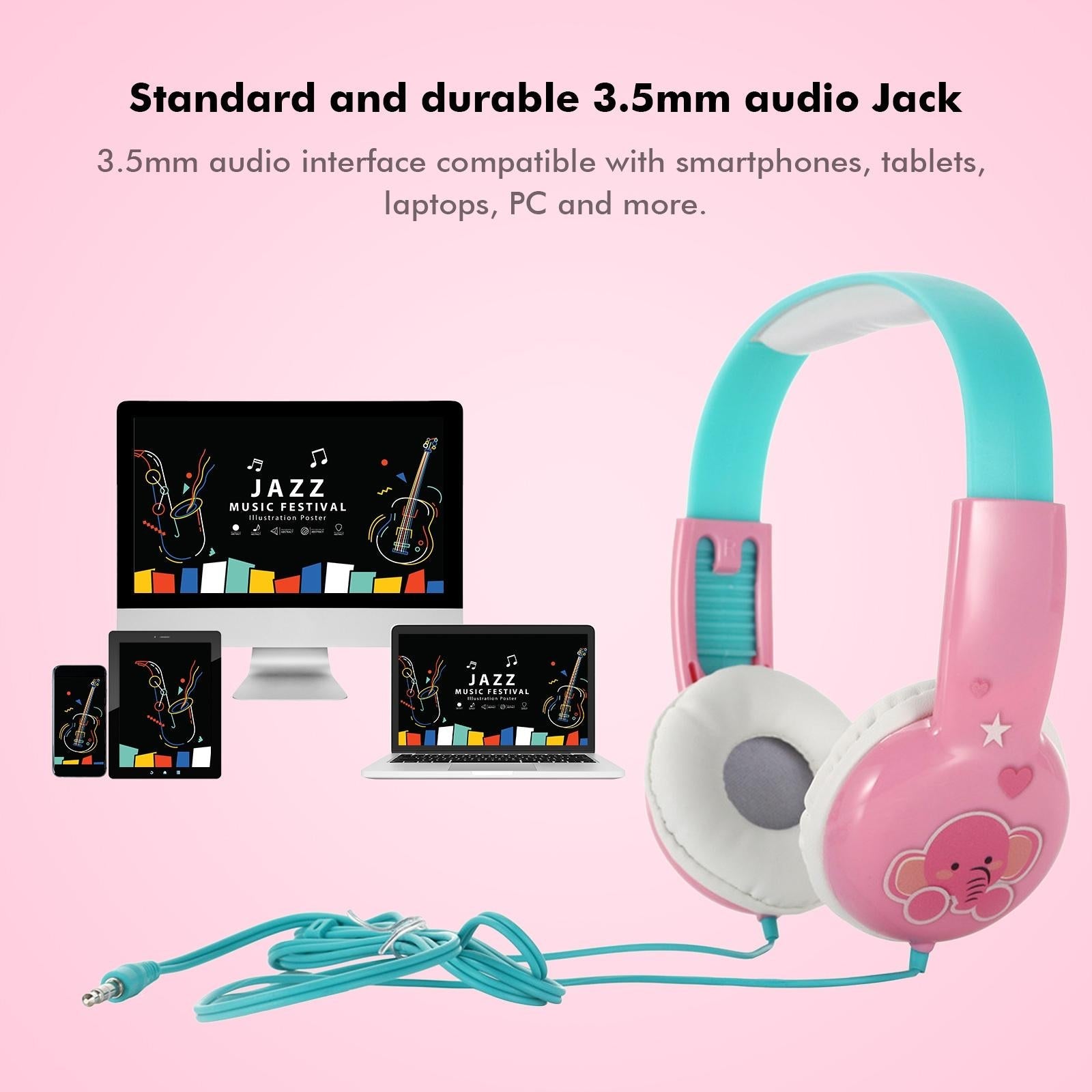 V562-D101726100AYS-202508292145-04 Portable Children'S Wired Headphones - Pink Green - Image 5