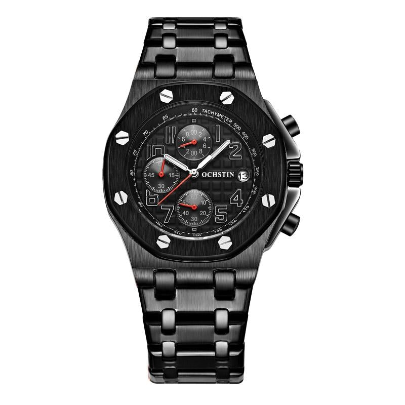 V562-D102830400ADE-202508281655-00 Waterproof Luminous Men Watch with Steel Strap - 6100d - Black 02 - Image 1