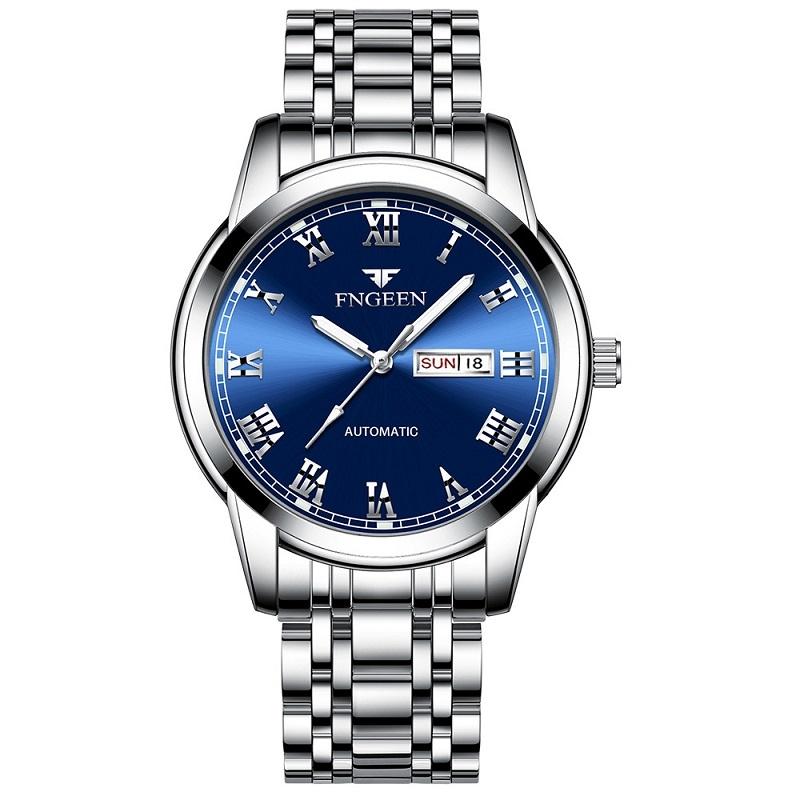 V562-D1080952650DBT-202508281931-00 Men Luminous Quartz Watch with Roman Numeral Dial - Sporty Style - White Steel Blue Surface - Image 1