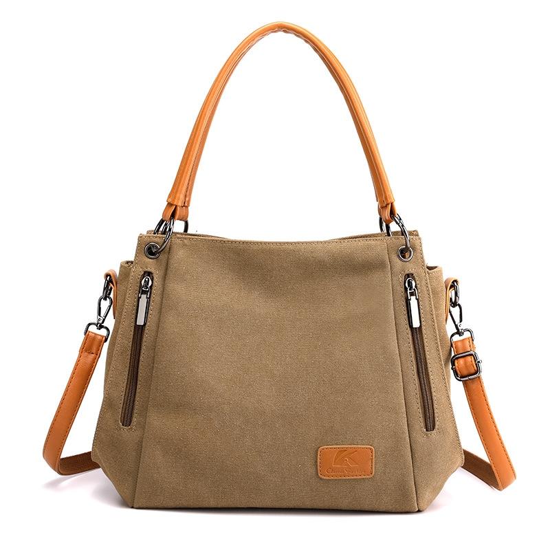V562-D1097562060DBT-202508281716-00 Canvas Shoulder Bag - Spacious and Stylish - Brown - Image 1