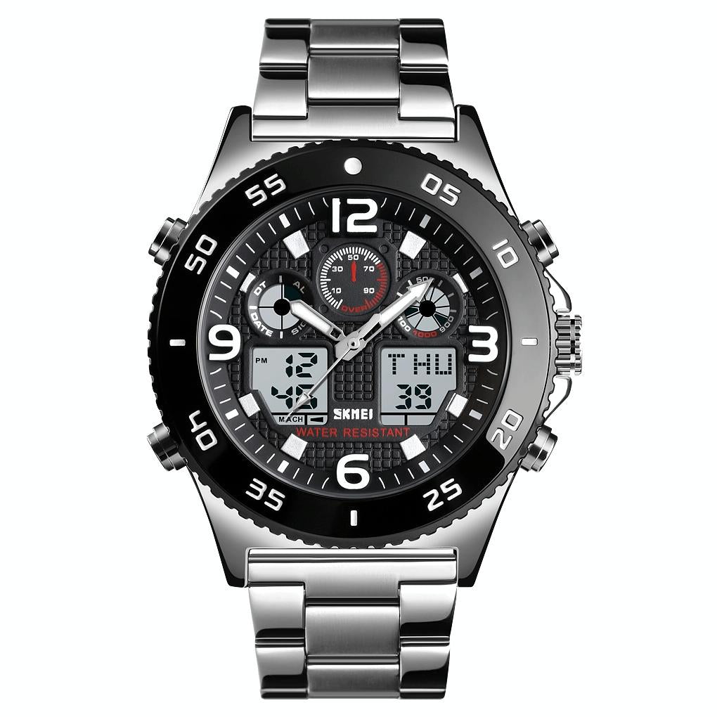 V562-E10296900AYS-202508280821-00 Men Casual Sports Watch with Large Dial and Steel Band - Silver-Steel Belt - Image 1