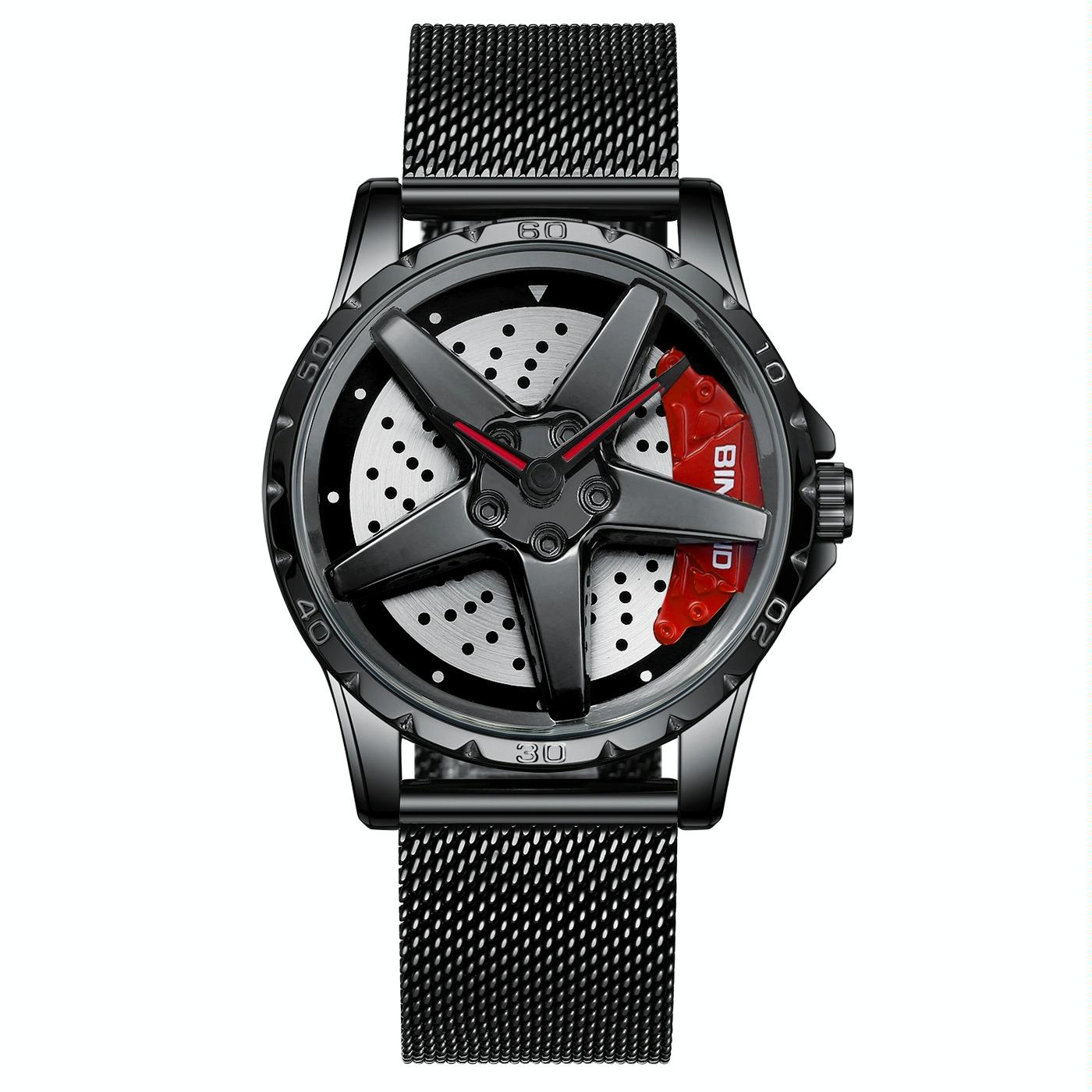 V562-E1038843060DBT-202508281952-00 Waterproof Multifunctional Men Watch with Durable Dial - Black Net-Black-Red - Image 1