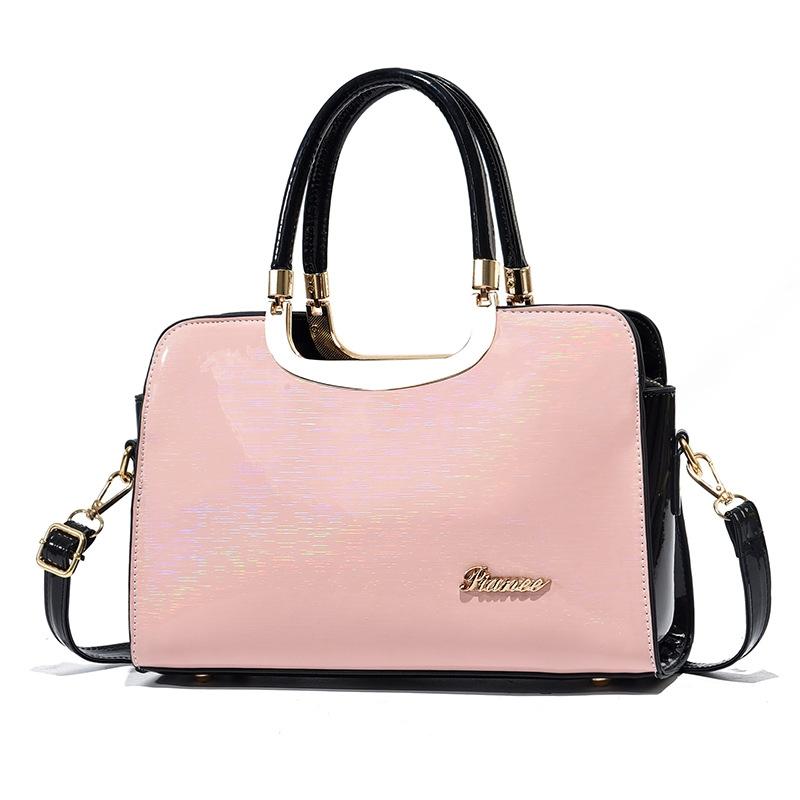 V562-E1051232060DBT-202508281730-00 Large Capacity Leather Commuter Handbag - Bright - Pink - Image 1