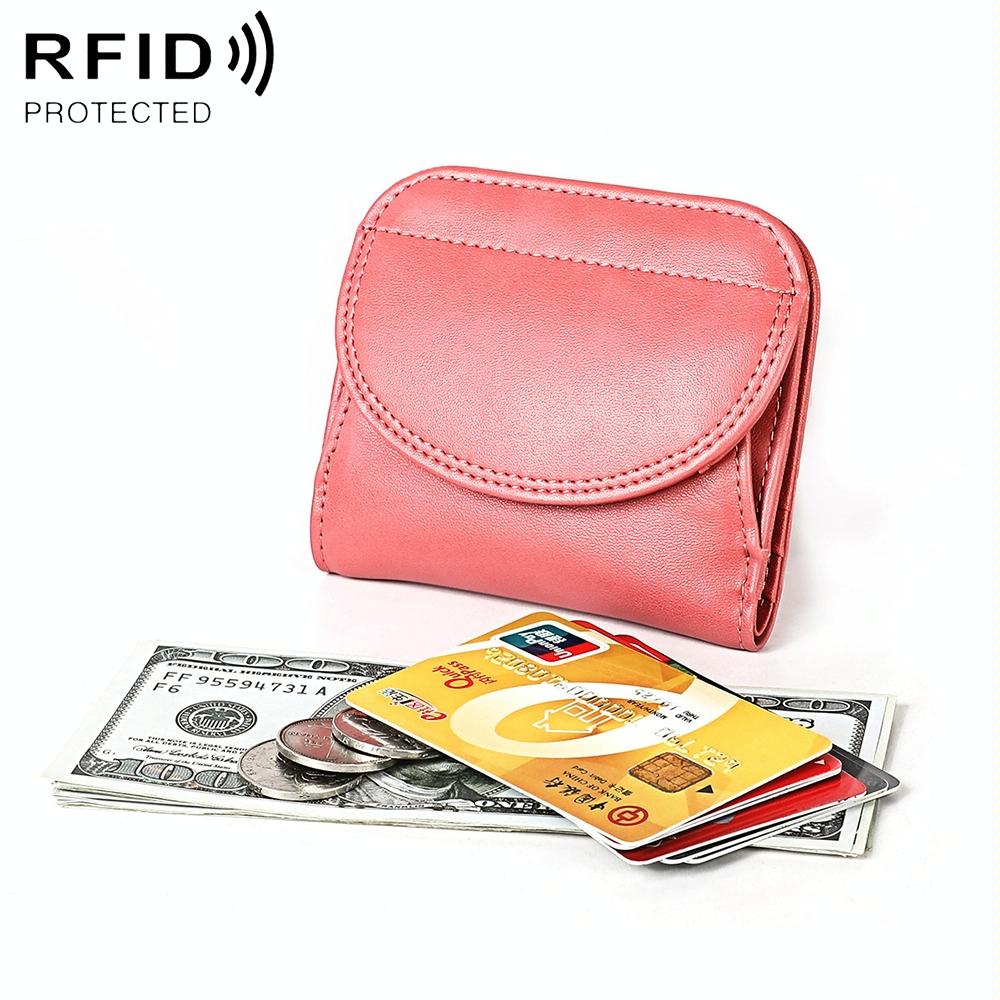 V562-E109788200ADE-202508281330-00 Women Leather Rfid Blocking Coin Purse - Compact Design - Pink - Image 1