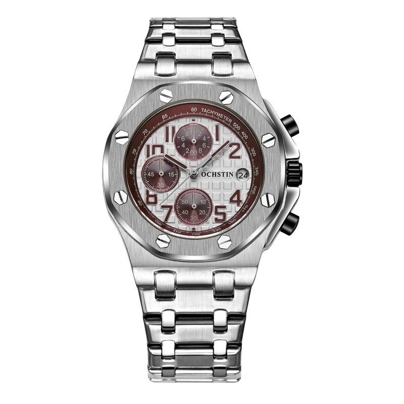 V562-F102830400ADE-202508281710-00 Waterproof Luminous Men Watch with Steel Strap - 6100d - Silver 02 - Image 1