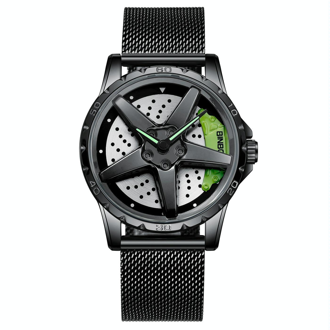 V562-F1038843060DBT-202508281953-00 Waterproof Multifunctional Men Watch with Durable Dial - Black Net-Black-Green - Image 1
