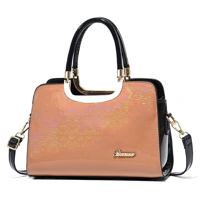 V562-F1051232060DBT-202508281725-00 Large Capacity Leather Commuter Handbag - Bright - Apricot - Image 1
