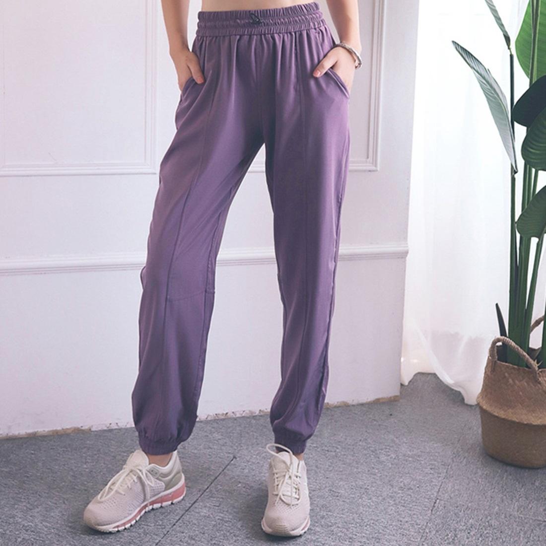 V562-FA01666054YZ-202508290454-00 High Waist Drawstring Fitness Pants Black Size L - Smoke Purple Xl - Image 1