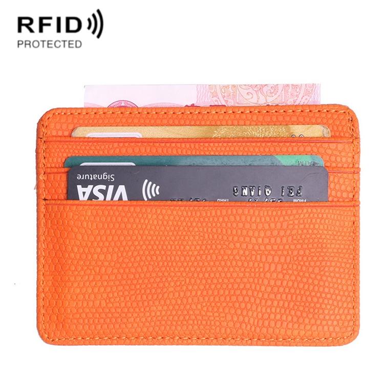V562-G1094880950DBT-202508280506-00 Pu Rfid Card Holder with Lizard Pattern - Orange - Image 1