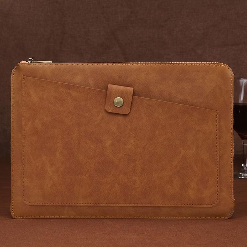 V562-GD3901BL-202508290341-09 Leather Laptop Tablet Bag with Zipper for Macbook Samsung Sony Dell Alienware Chuwi Asus Hp - Dark Green - Image 10