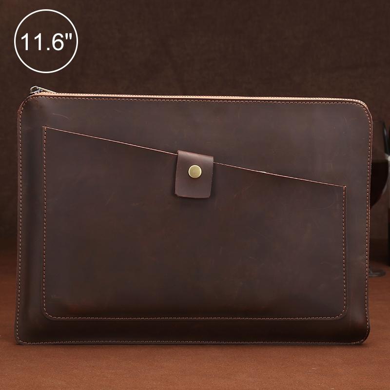 V562-GD3901BL-202508290341-11 Leather Laptop Tablet Bag with Zipper for Macbook Samsung Sony Dell Alienware Chuwi Asus Hp - Dark Green - Image 12