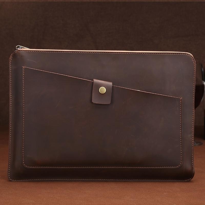 V562-GD3901BL-202508290341-12 Leather Laptop Tablet Bag with Zipper for Macbook Samsung Sony Dell Alienware Chuwi Asus Hp - Dark Green - Image 13