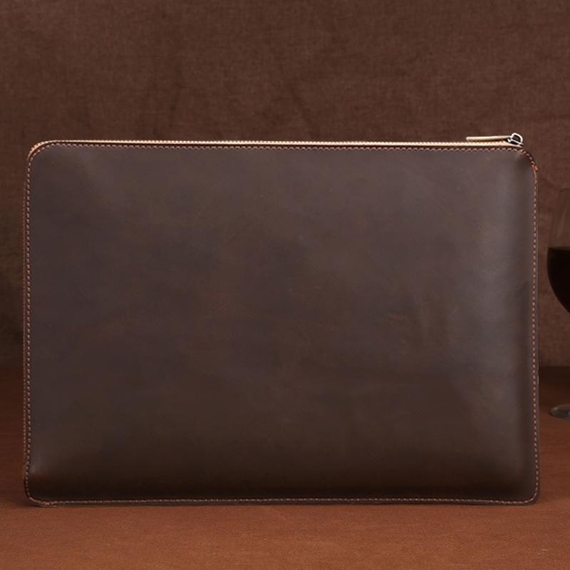 V562-GD3901BL-202508290341-13 Leather Laptop Tablet Bag with Zipper for Macbook Samsung Sony Dell Alienware Chuwi Asus Hp - Dark Green - Image 14