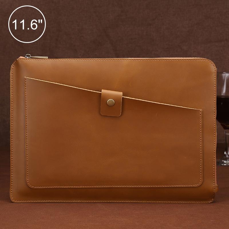 V562-GD3901BL-202508290341-14 Leather Laptop Tablet Bag with Zipper for Macbook Samsung Sony Dell Alienware Chuwi Asus Hp - Dark Green - Image 15