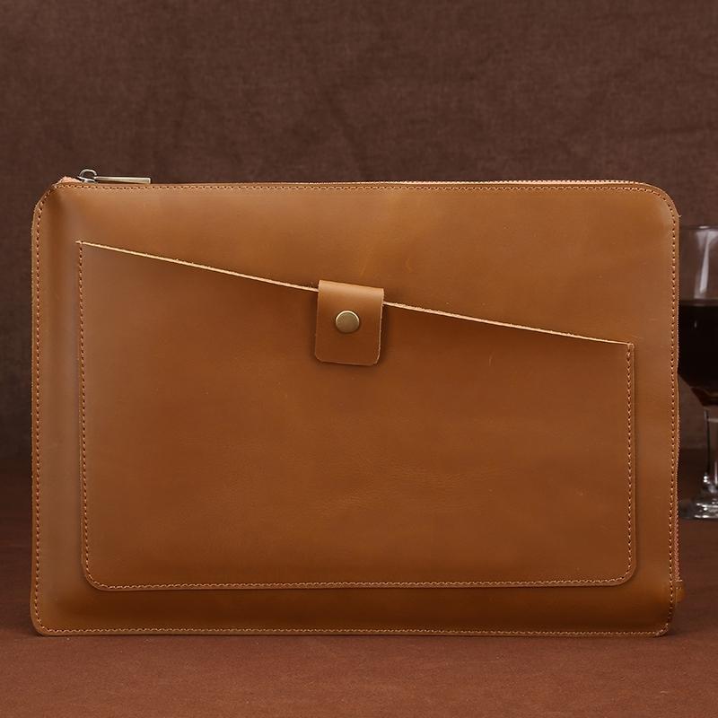 V562-GD3901BL-202508290341-15 Leather Laptop Tablet Bag with Zipper for Macbook Samsung Sony Dell Alienware Chuwi Asus Hp - Dark Green - Image 16