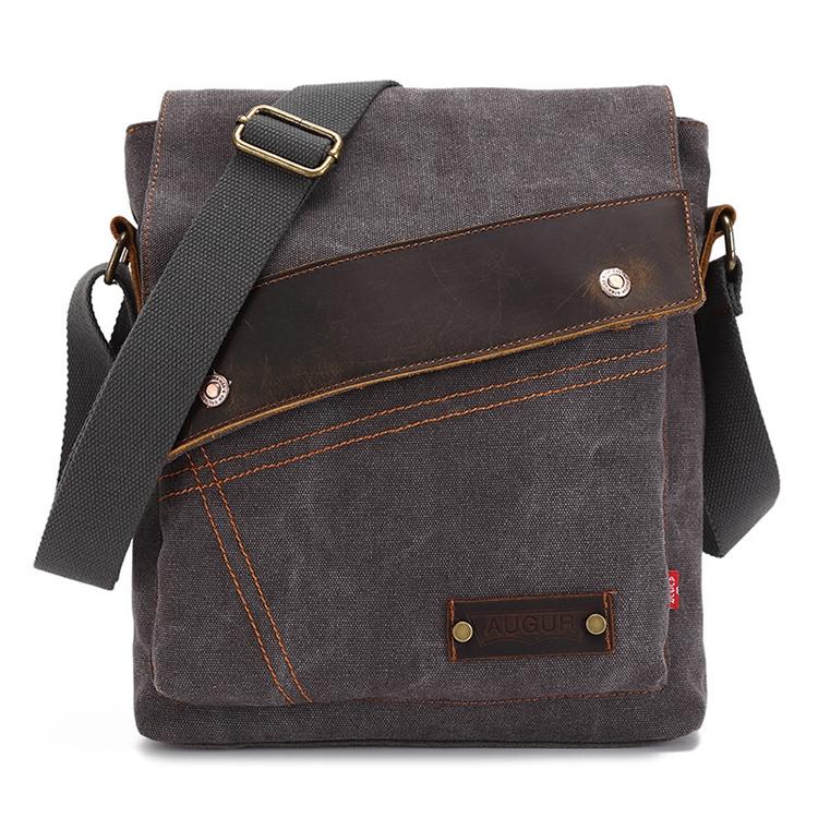 V562-H0322BCC-202508282320-00 Retro Canvas Vertical Shoulder Messenger Bag Functional & Stylish - Grey - Image 1