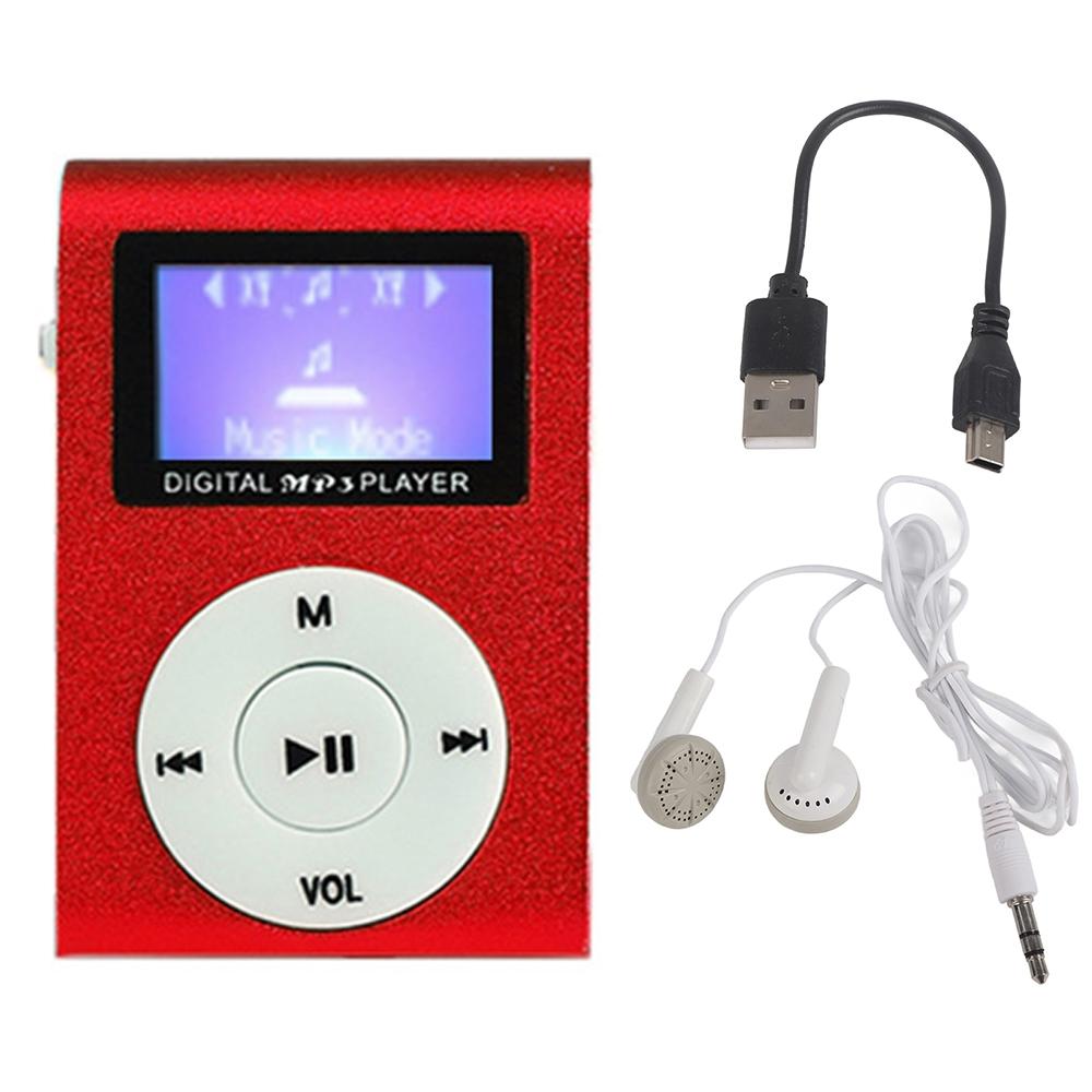 V562-H1020356750DBT-202508291116-00 Metal Mini Mp3 Player + Earphones & Cable - Red - Image 1