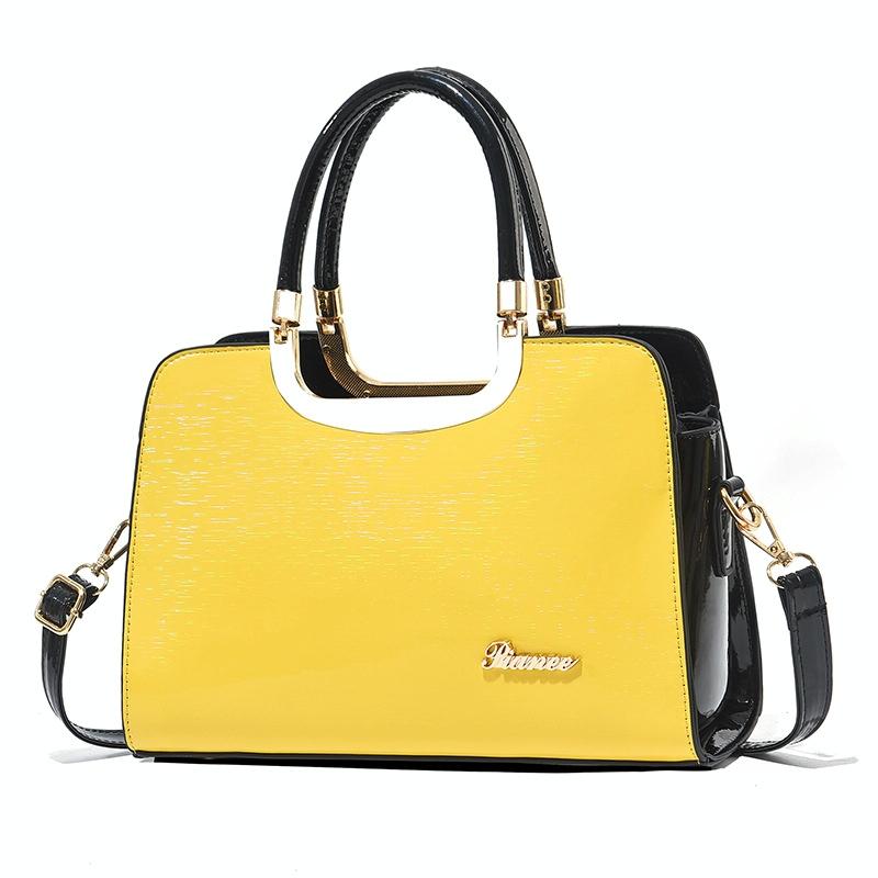 V562-H1051232060DBT-202508281730-00 Large Capacity Leather Commuter Handbag - Bright - Brilliant Yellow - Image 1