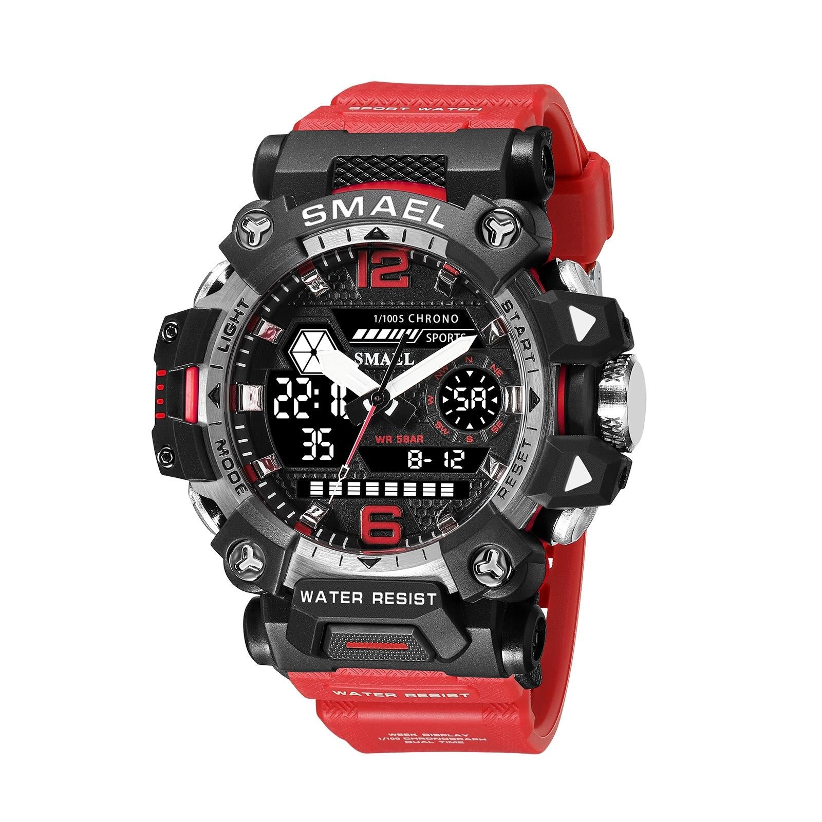 V562-I1016433060DBT-202508281925-00 Waterproof Dual Display Outdoor Watch - Multifunctional Alloy for Men - Red - Image 1