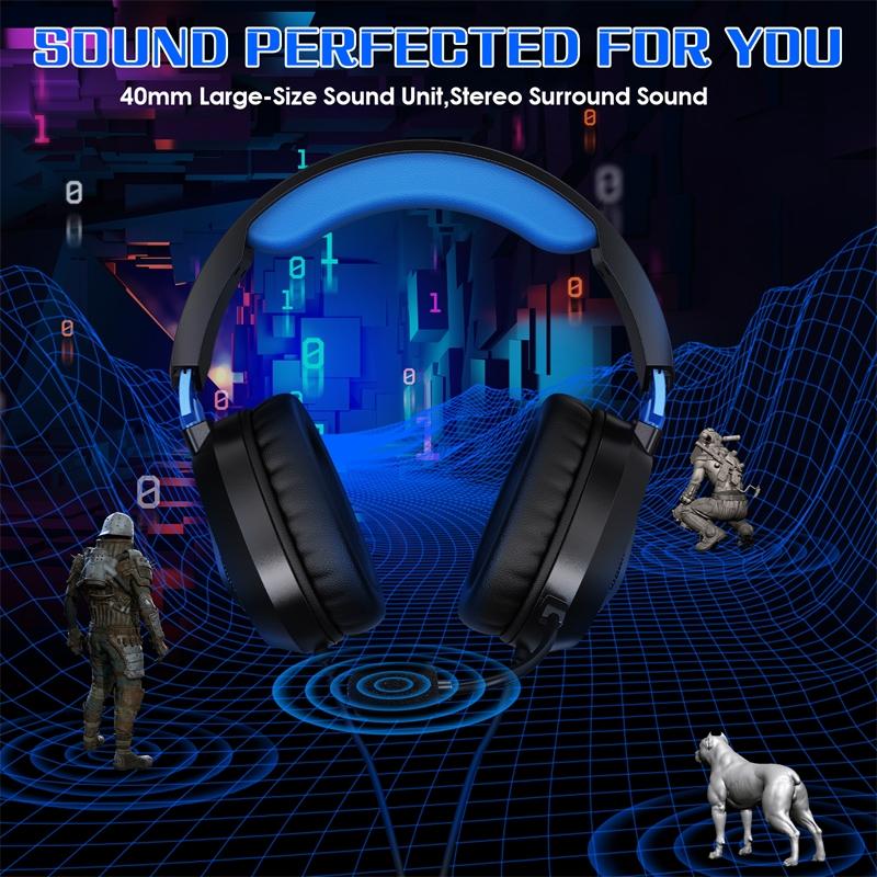 V562-J3010CP-202508292210-03 Omni Mic Gaming Headset 1.7M Cable Black+Blue - Black+Green - Image 4