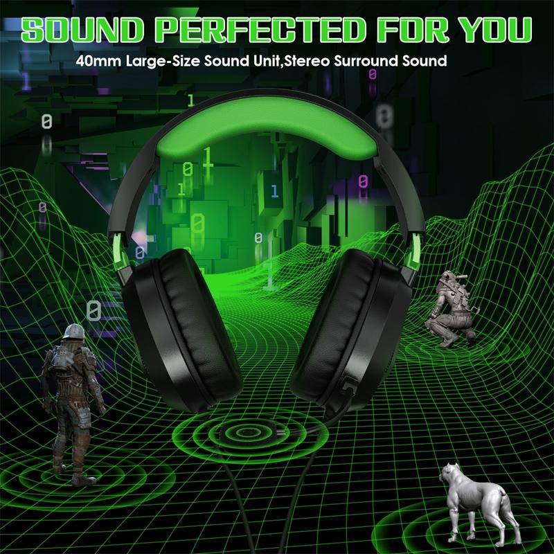 V562-J3010CP-202508292210-12 Omni Mic Gaming Headset 1.7M Cable Black+Blue - Black+Green - Image 13