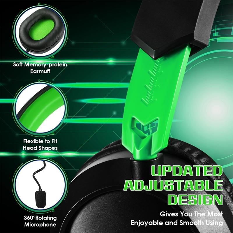 V562-J3010CP-202508292210-15 Omni Mic Gaming Headset 1.7M Cable Black+Blue - Black+Green - Image 16