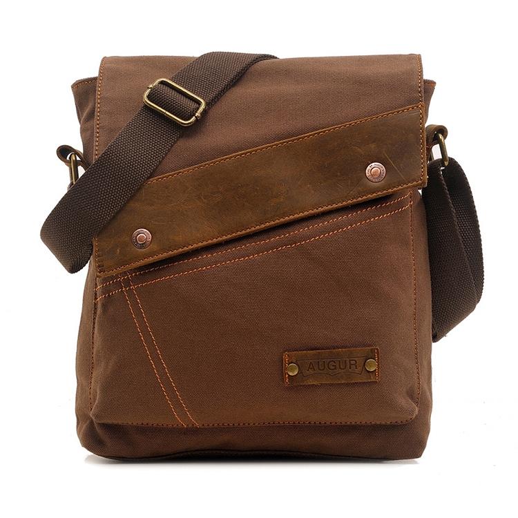 V562-K0322BCC-202508282321-01 Retro Canvas Vertical Shoulder Messenger Bag Functional & Stylish - Khaki - Image 2