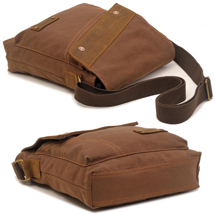 V562-K0322BCC-202508282321-04 Retro Canvas Vertical Shoulder Messenger Bag Functional & Stylish - Khaki - Image 5