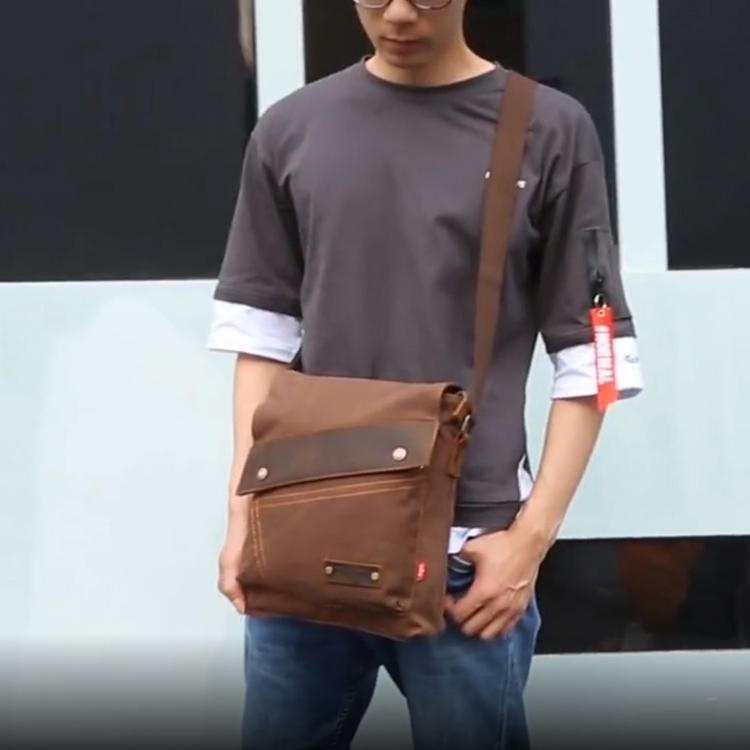 V562-K0322BCC-202508282321-08 Retro Canvas Vertical Shoulder Messenger Bag Functional & Stylish - Khaki - Image 9