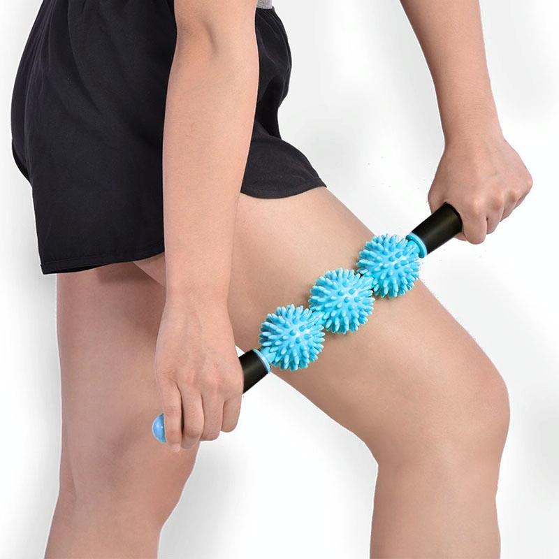 V562-L7911GO-202508292046-00 Triple Hedgehog Balls Massage Stick For Neck Leg And Hand Yoga Health Care - Blue - Image 1